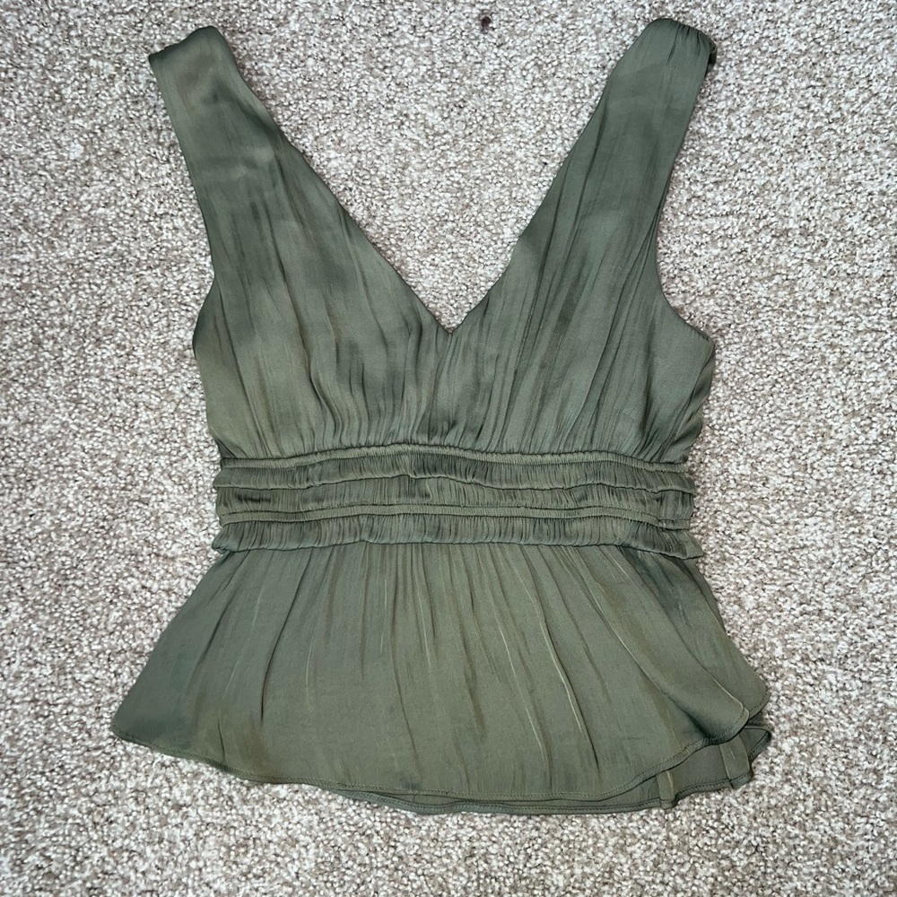 Storia Olive Green Satin Blouse